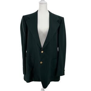 Vintage Yves Saint Laurent Blazer Womens M Green Gold YSL Buttons France